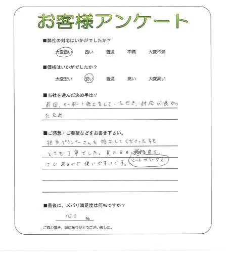 手書きアンケート