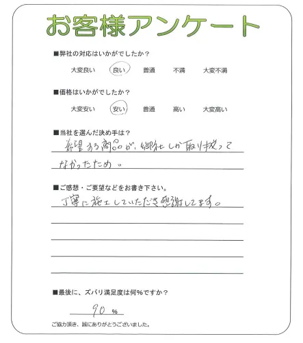 手書きアンケート
