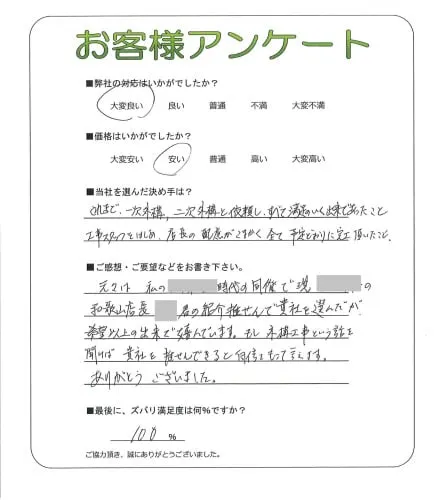 手書きアンケート