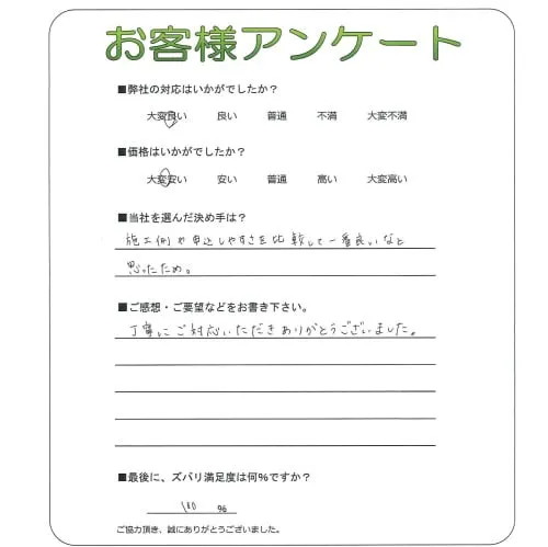 手書きアンケート