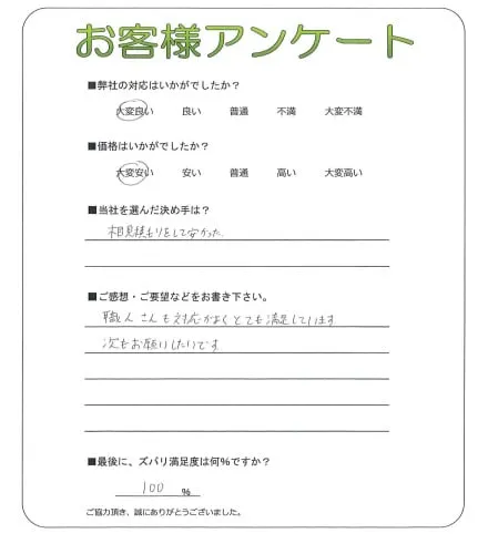 手書きアンケート