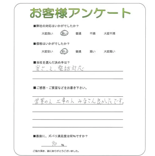 手書きアンケート