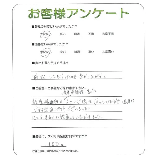 手書きアンケート