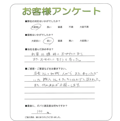 手書きアンケート