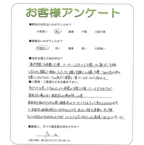 手書きアンケート