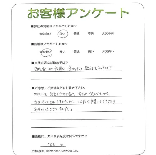 手書きアンケート