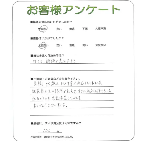手書きアンケート