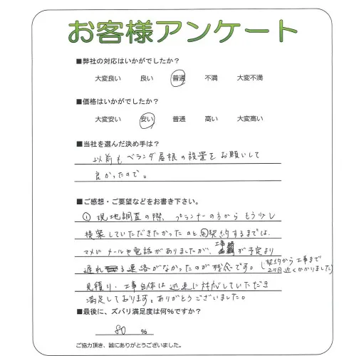 手書きアンケート