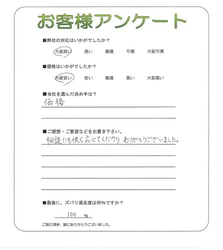 手書きアンケート
