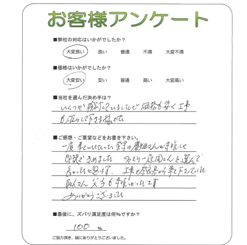 手書きアンケート