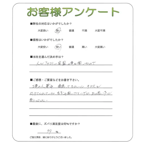 手書きアンケート