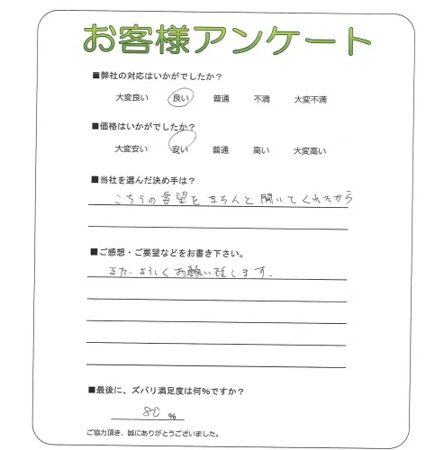 手書きアンケート