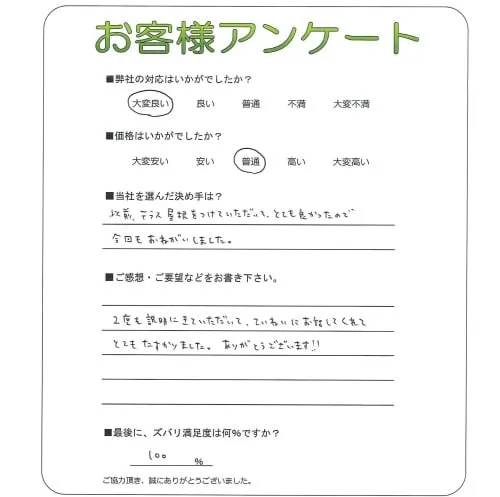 手書きアンケート