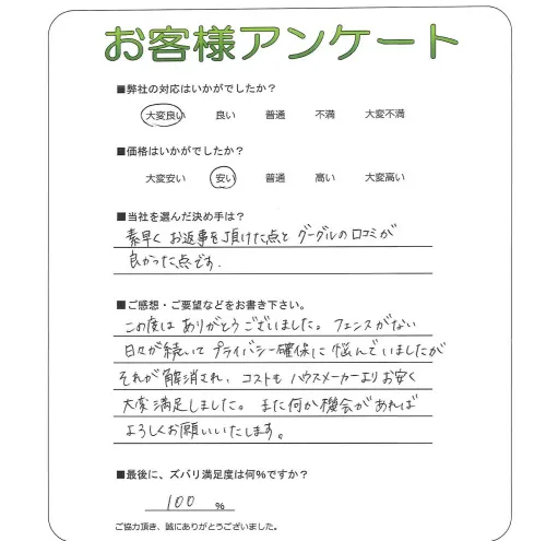 手書きアンケート