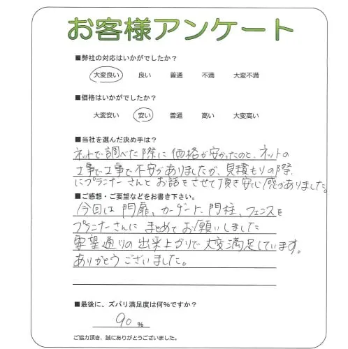 手書きアンケート