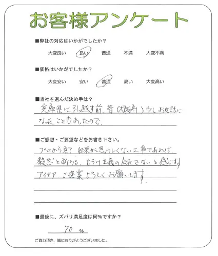 手書きアンケート