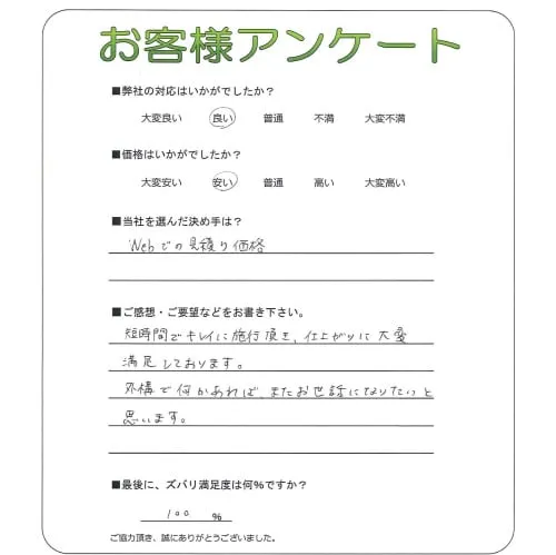 手書きアンケート