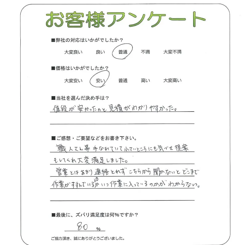 手書きアンケート