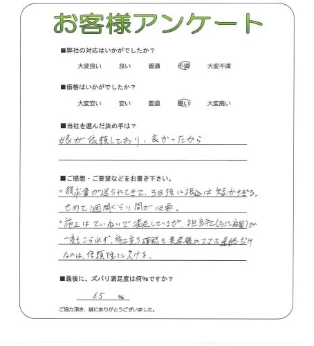 手書きアンケート