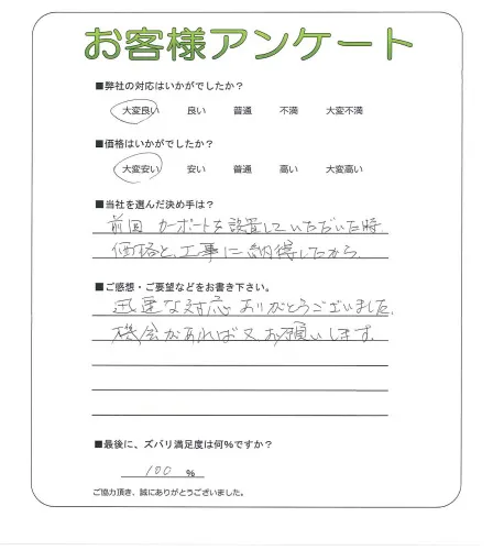 手書きアンケート