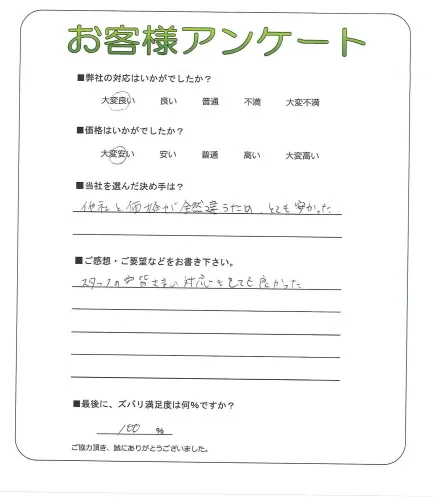 手書きアンケート