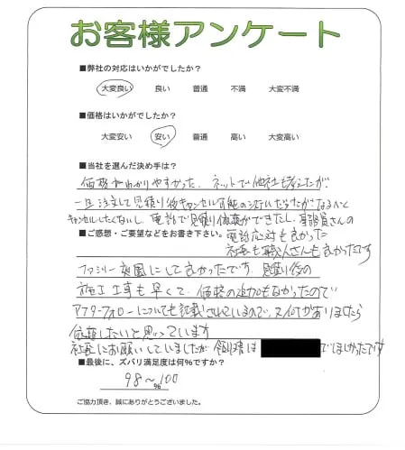 手書きアンケート