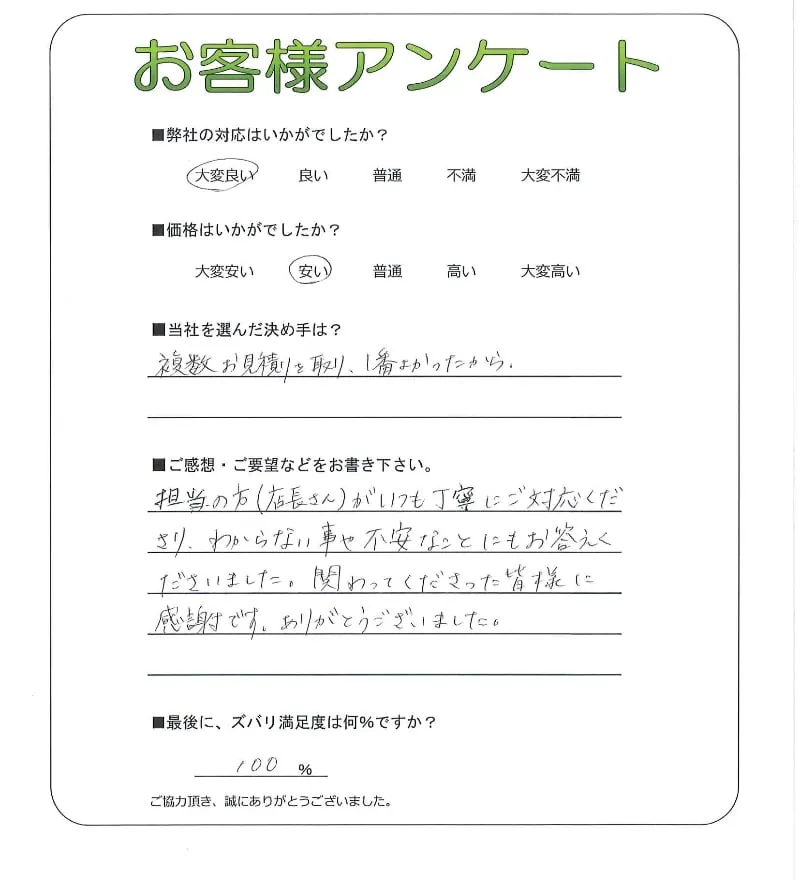 手書きアンケート