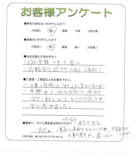 手書きアンケート