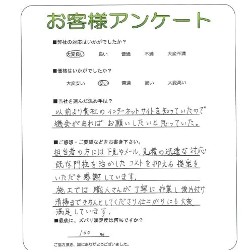 手書きアンケート