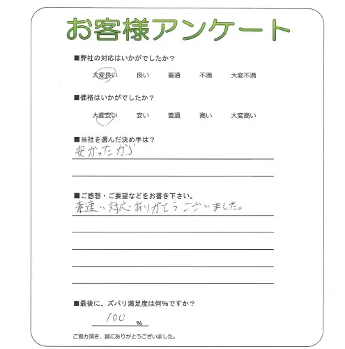 手書きアンケート