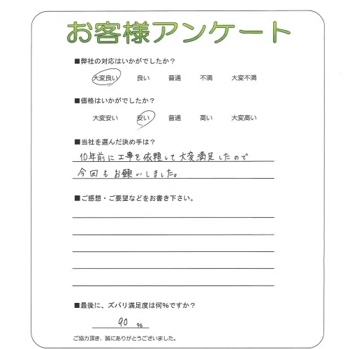 手書きアンケート