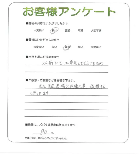 手書きアンケート