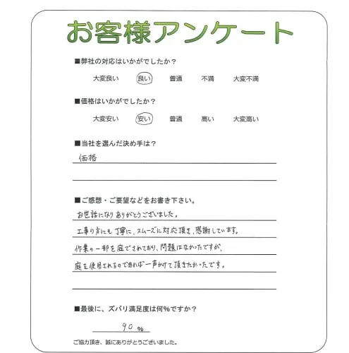 手書きアンケート