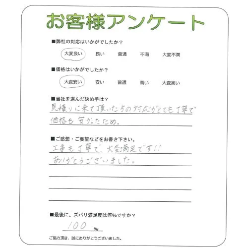 手書きアンケート