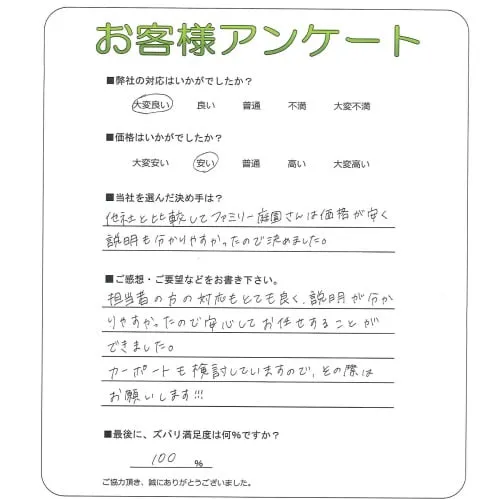 手書きアンケート