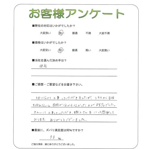 手書きアンケート