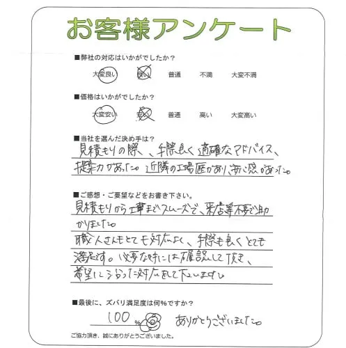 手書きアンケート