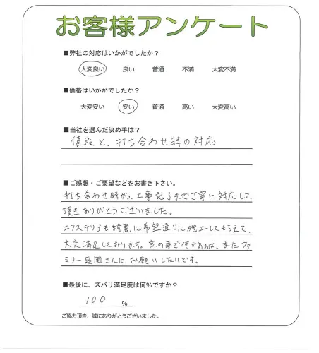 手書きアンケート