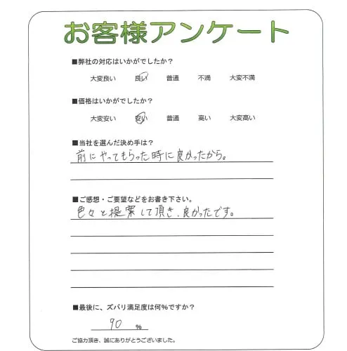 手書きアンケート