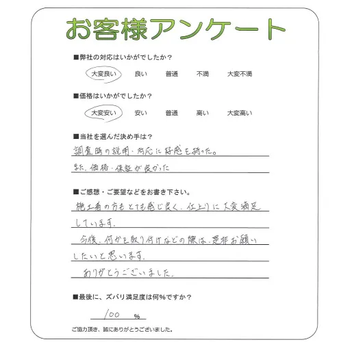 手書きアンケート