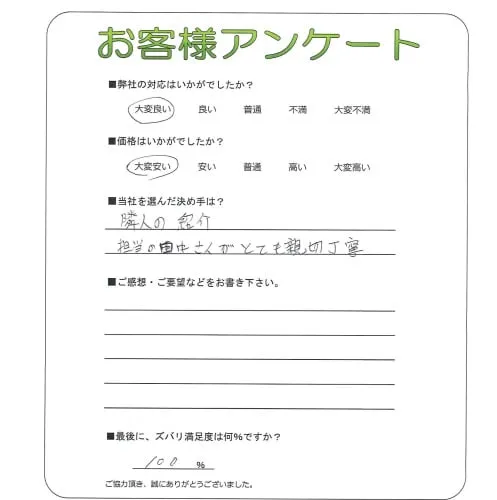 手書きアンケート