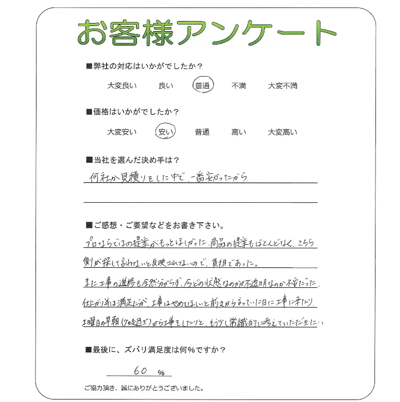 手書きアンケート