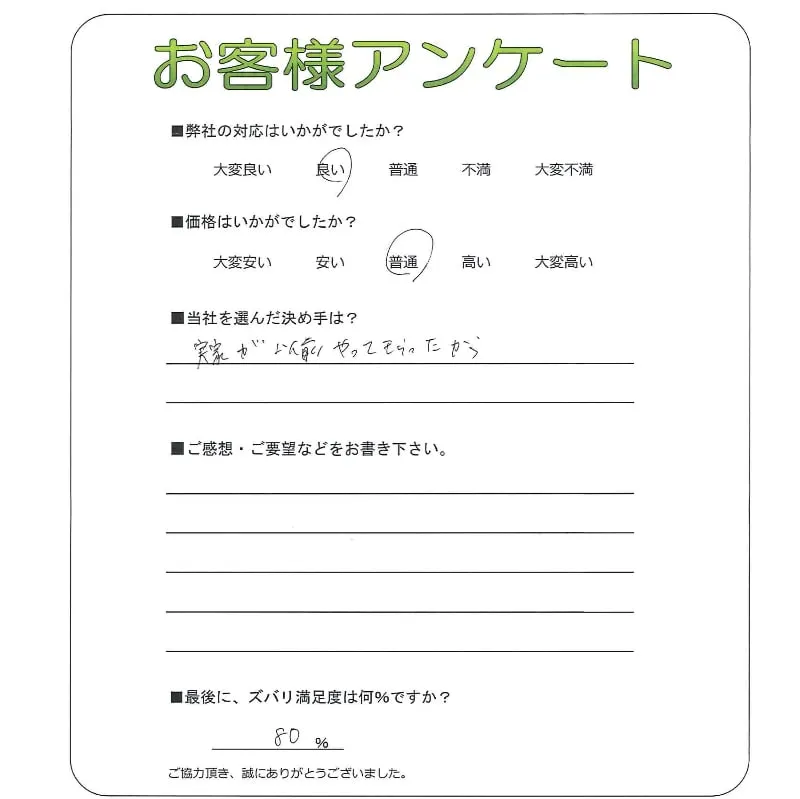 手書きアンケート