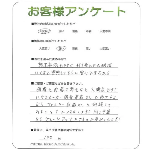手書きアンケート