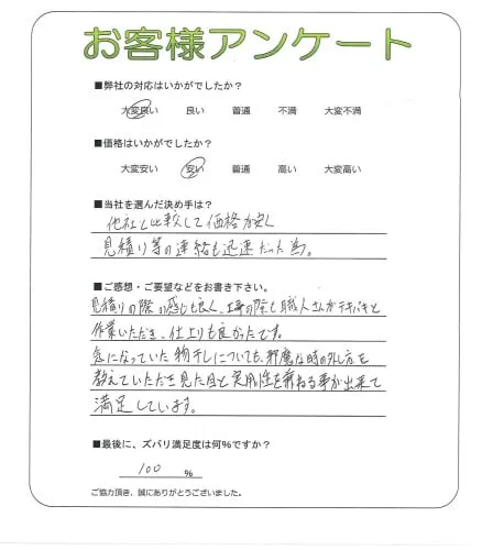 手書きアンケート