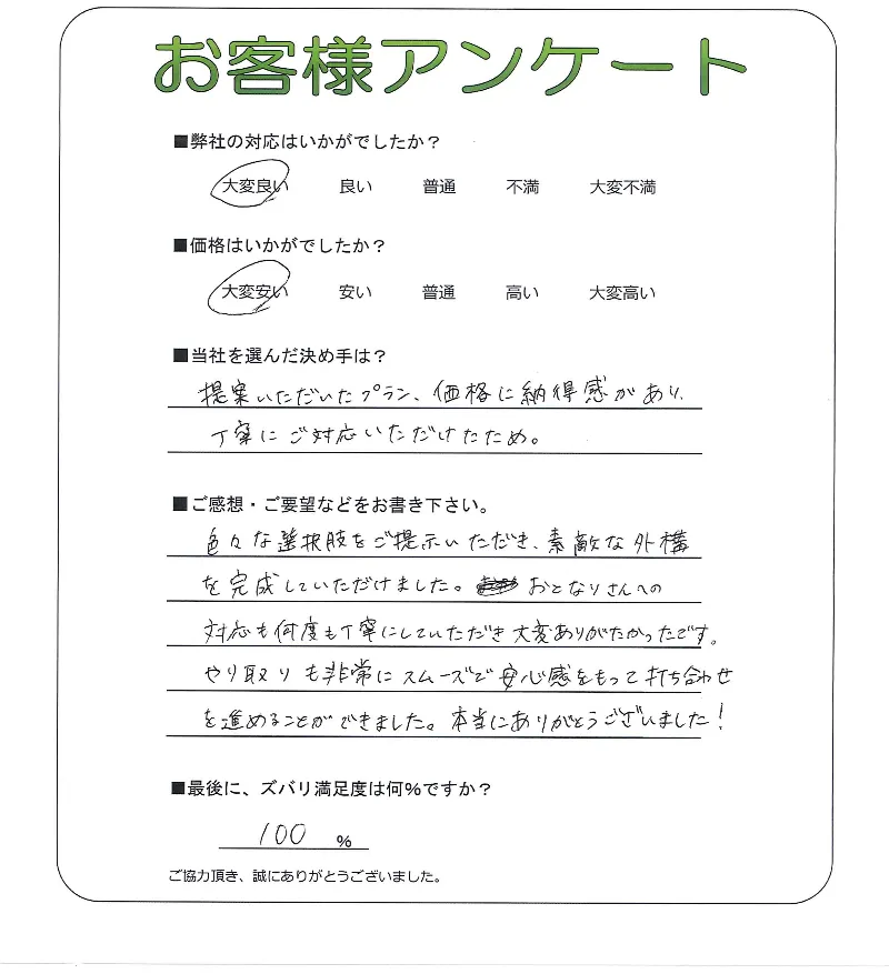 手書きアンケート