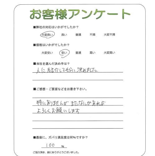 手書きアンケート