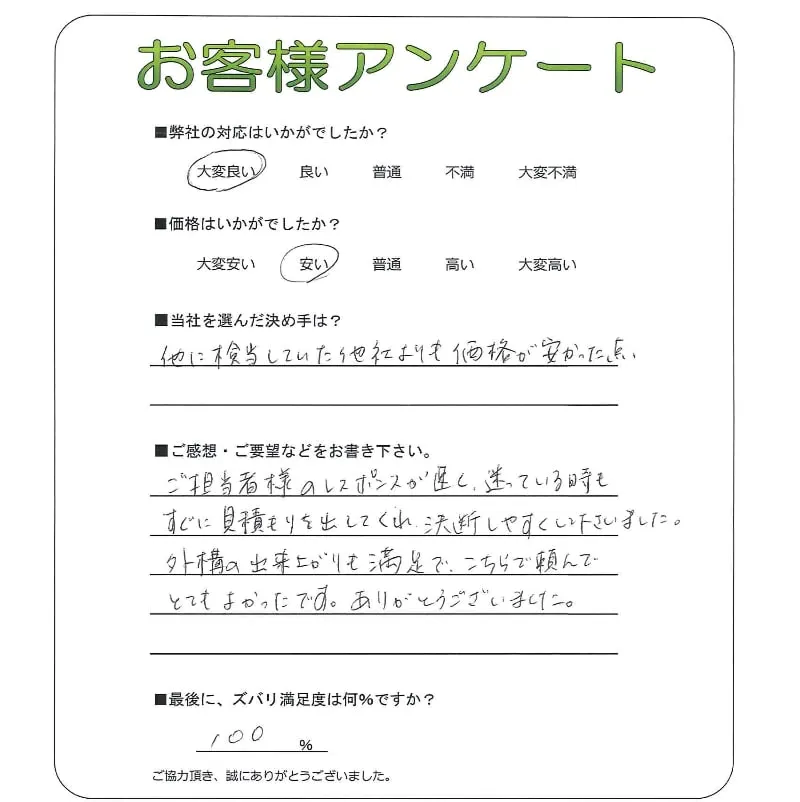 手書きアンケート