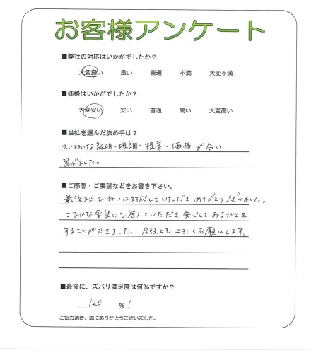 手書きアンケート