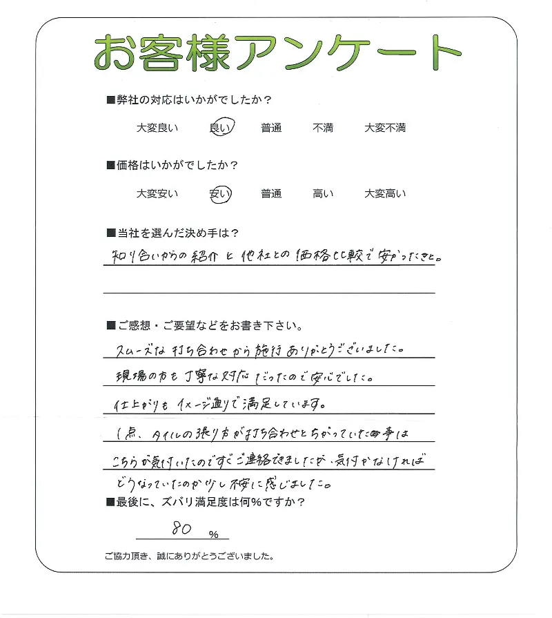 手書きアンケート